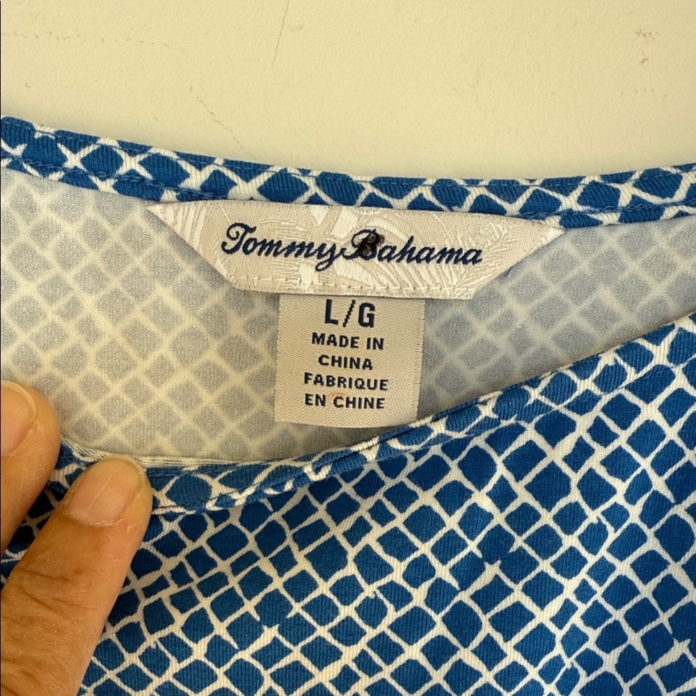 Tommy Bahama Blue Geometric Pattern Dress - Picture 4 of 8